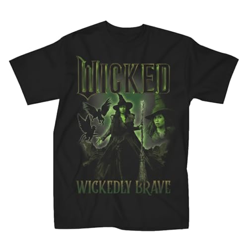 Mad Engine Wicked Movie Elpheba Wickedly Brave Adult T-Shirt (Black,X-Large)