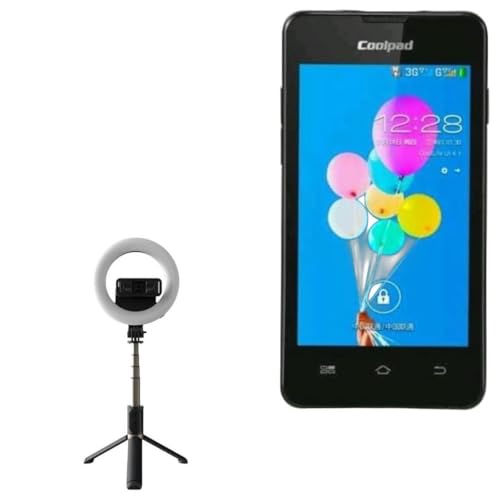 BoxWave Stand and Mount Compatible with Coolpad Arise - RingLight SelfiePod, Selfie Stick Extendable Arm with Ring Light - Jet Black