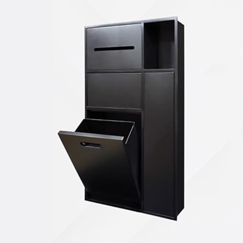 Portarrollos de papel higiénico de acero inoxidable con papelera, dispensador de toallas de ducha, escobilla de inodoro y armario, color negro, 67 cm, perfecto para baño