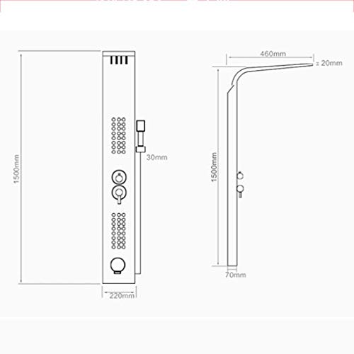 Sistema de ducha thermostático MObyat con cascada, lluvia y jets de masaje, panel de ducha negro, 7 funciones miniatura 7