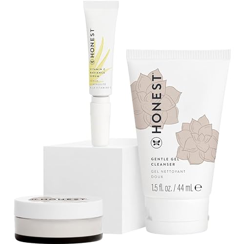 Image of Honest Beauty The Icons Skincare Trio | Mini Hydrogel Cream, Gentle Gel Cleanser, Vitamin C Radiance Serum | EWG Verified, Vegan + Cruelty Free