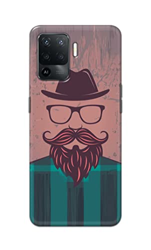 Image of PRINTFIDAA Man Icon with Beard Shirt Hipster Printed Designer Hard Case for Oppo F19 Pro Back Cover -(e) RPM1001