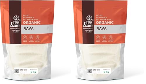 Image of Pure & Sure Organic Rava 1Kg |Organic Sooji Rava | Premium Rawa Suji | Healthy & Natural Upma| Suji for Idli, Dosa & Halwa (Pack of 2)