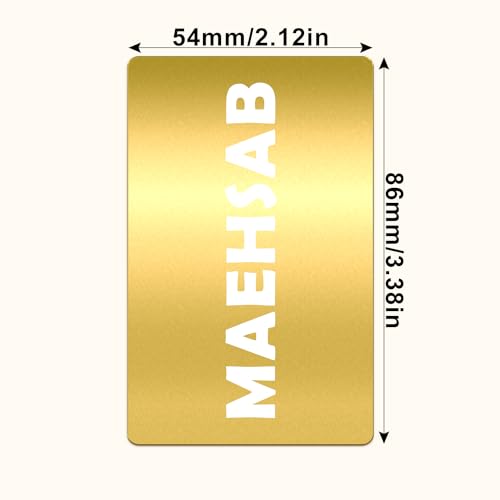 MaehSab Visitenkarten aus Metall, blanko, 0,2 mm, Aluminium, lasergraviert, goldfarben, Metallic-Namenskarten, DIY-Geschenk, VIP-Karten zum Selbermachen, 8,6 x 5,3 cm, 100 Stück