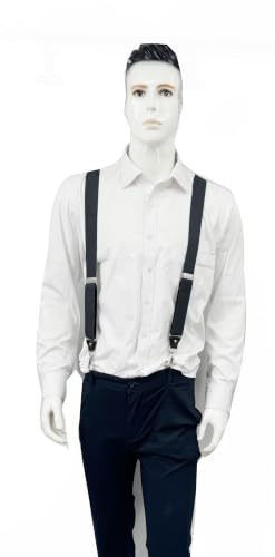 Image of Mens Suspenders with 3 Swivel Hooks Belt Loops 1.4 Inch Wide Heavy Duty Adjustable Braces