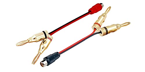 Stereo RCA L/R Phono to Speaker Banana Plug Adaptor for Amp Receiver