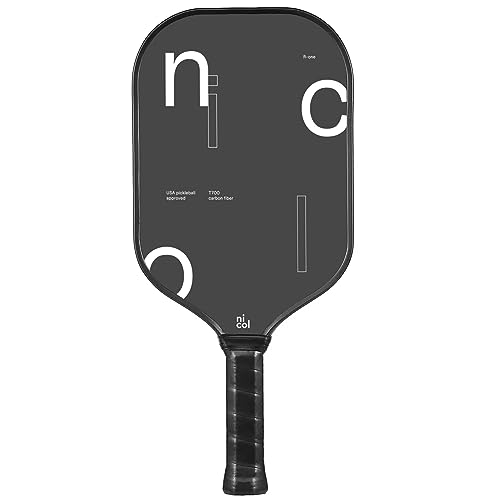 Nicol R-One Pickleball Paddle - Premium Japanese T700 Carbon Fiber Pickleball Paddle for Perfect Spin & Control - USAPA Approved Pickleball Racket with Elongated Surface and Non-Slip Grip (Design 1)