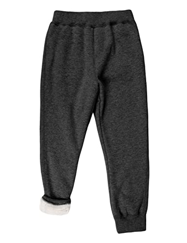 Tanming Girl's Boy's Kid's Warm Elastic Waist Sherpa Lined Unisex Jogger Sweatpants (Darkgrey-Xs) #TOP6