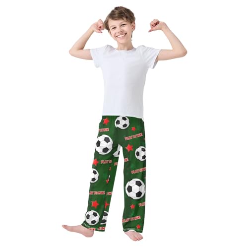 ZZXXB Football with Star Boys Long Pants Soft Trousers Elastic Waist Kids Lounge Bottoms with Pockets S-XL2