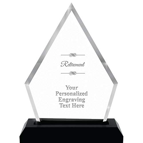 Crown Awards 7.25" Pyramid Skyline Retirement Acrylic Award, Custom Engraved Retirement Trophy, Engraving Included, Prime
