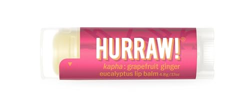 Hurraw! Kapha (Grapefruit, Ginger, Eucalyptus) Lip Balm: Organic, Certified Vegan, Cruelty and Gluten Free. Non-GMO, 100% Natural Ingredients. Bee, Shea, Soy and Palm Free. Made in USA