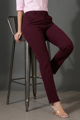 Image of modny Formal Trousers for Women Premium Polycotton, Regular Fit, Straight Pant for Girls | Ideal for Office, College & Professional Wear