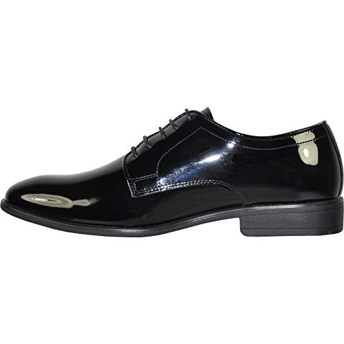 Image of vangelo Men Dress Shoe TAB and Tux Oxford Formal Tuxedo for Prom Wedding Uniform Medium and Wide Width Black Grey Ivory White Patent