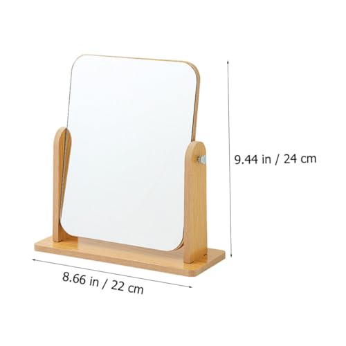 Espejo de maquillaje de madera giratorio ajustable miniatura 2