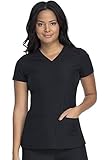 Heartsoul Break On Through Women Scrubs Top V-Neck HS775, L, Black - Large,Black