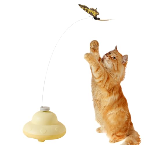 Butterfly Cat Toy, Electric Interactive Pet Toy, PP Automatic Butterfly Teaser for Indoor/Outdoor Exercise & Mental Stimulation, Scratching, Climbing & Travel, 7.5x7.5x5.5cm