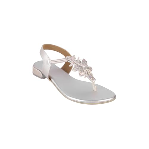 Image of Metro Women Synthetic Floral Embellished Flat Sandal