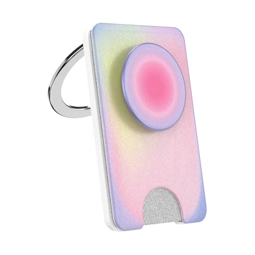 Image of PopSockets Kick-Out Wallet for MagSafe, Adjustable Kickstand, Magnetic Stand, Rainbow - Aura
