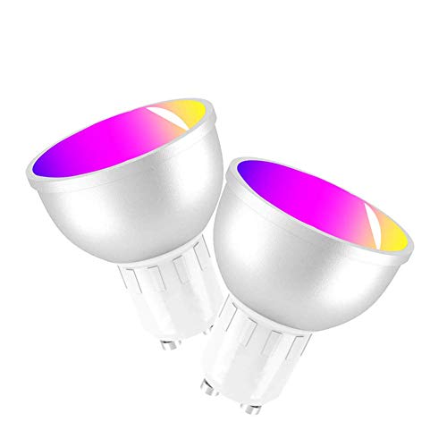 Smart LED Light Bulb, GU10 Base WiFi Spotlight Multicolored LED Bulbs, Dimmable Via APP, 5W LED Home Lighting RGBCW Color Changing Lights, Remote Voice Control Alexa Bulb (2Pack)