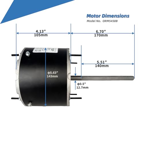 ORM5458 Condenser Fan Motor Replaces A.O. Smith Century ORM5458 1/3-1/6HP - Image 5