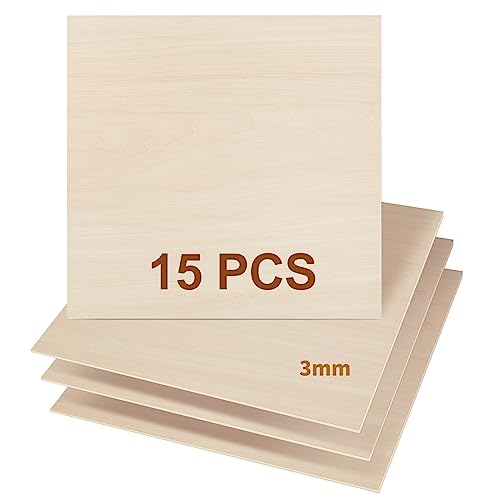 Dofiki 15 Pcs 1/8” Basswood Sheet Plywood 1/8”x15.7”x15.7” Craft Balsa Plywood for Crafts Laser Cutting Engraving Wood Burning Crafting - Image 2