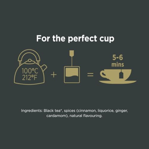 Image of Taylors of Harrogate Classic Chai, Black Tea, Individually Wrapped Bags, 20 Count (Pack of 1), Spiced, Aromatic & Warming, Caffeinated, Enjoy Hot or Iced, 20 Teabags