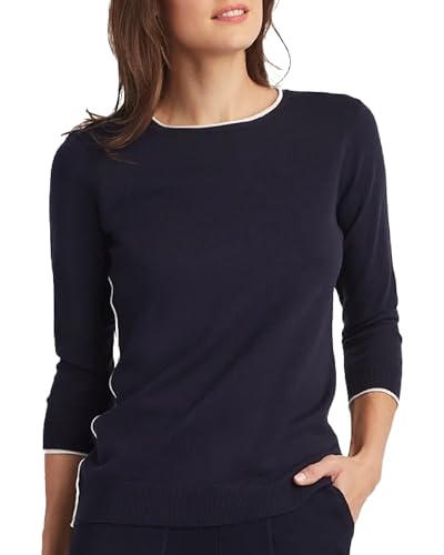 ELLEN TRACY Women's Crew Neck Sweater, Blair Long Sleeve Pullover Crewneck Top