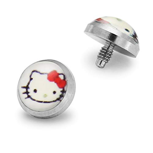 White Hello Kitty Dermal Anchor TopsHello Kitty Dermal Surgical Steel Anchor Tops Body Jewelry