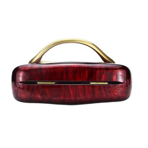 Image of Women Acrylic Clutch Box Metal Handle Evening Bag Trendy Ladies Shoulder Crossbody Purse for Wedding Party Causal