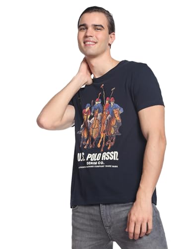 Image of U.S. Polo ASSN. Brand Printed Cotton T-Shirts for Men - Slim Fit, Half Sleeves Mens Casual T Shirts