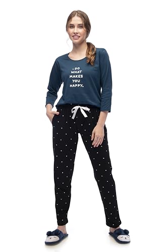 Image of LOTIK Women Cotton Heart Print Top & Payjama Full Sleeve Night Suit Set