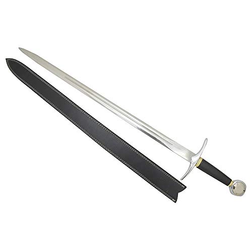 Medieval Warrior Black Handle Dark Prince w/ Leather Sheath