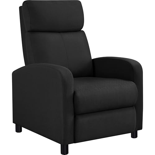 Yaheetech Fauteuil de Relaxation Chaise de Détente Siège de Canapé Fauteuil Relax/Chambre à Coucher/Home Cinéma Noir/Tissu