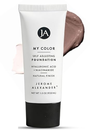 Jerome Alexander My Color Self-Adjusting Foundation, Hydrating & Lightweight Face Makeup, Infused with Skincare Ingredients - Medium Dark, 1 oz