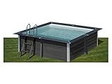 Gre KPCOR28 – Piscina cuadrada composite 326 x 326 x 96 cm, con filtración 4 m3/h, cuña metálica
