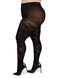 MeMoi Plus Size Curvy Diamond Tights for Women, Comfortable Control Top Tummy Control Tights - Black 7X