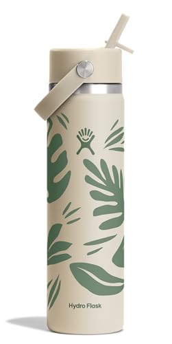 Hydro Flask 24 oz insulated water bottle with wide mouth straw lid