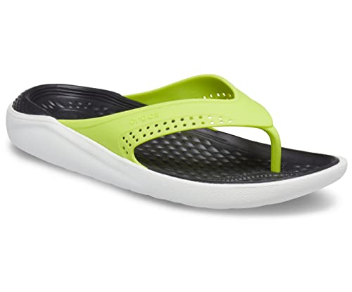 Image of Crocs Unisex Flip Flops, Lime Punch Almost White, 12 US Men