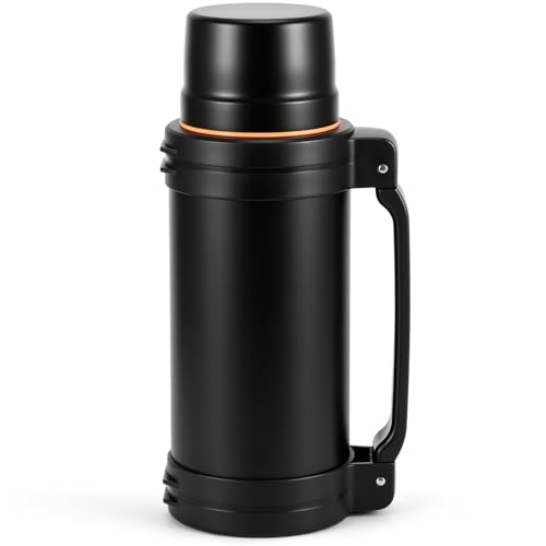 2L Large Capacity Flasks for Hot and Cold Drinks,Stainless Steel Vacuum Insulated Bottle with Coffee Cup Lid & Handle,Portable Travel Thermal Flask Hot Water Bottles for Outdoor Camping,Hiking,Cycling