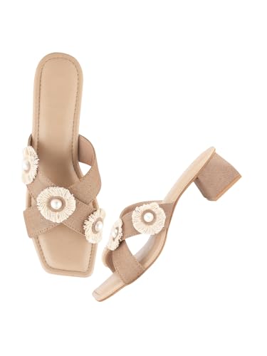 SilverArrow Comfortable Stylish Alluring Denim Strap Block Heels ...
