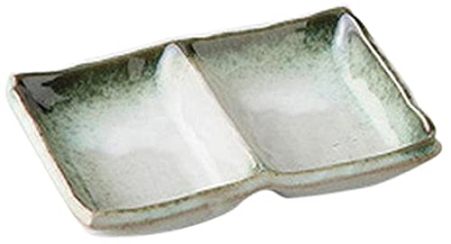 Set of 10 Deep Grass 2-Item Condiment Dishes, 5.1 x 3.6 x 0.8 inches (13 x 9.3 x 2.1 cm), 7.1 oz (200 g), Condiment Dishes, Restaurant, Commercial Use, Japanese Tableware,