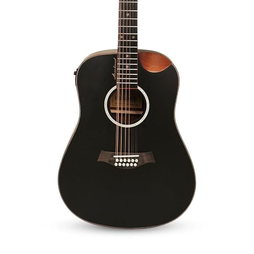 Image of Kadence SH04-12EQ Slowhand 41 inch 12-String Electro Acoustic Guitar | Dreadnought Demi Cutaway | Touring Ready | Black Spruce Wood | Built-in Pickup + 2 Band EQ | Includes Bag & Learning Course | Black
