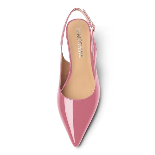 Womens Buckle Evening Pointed Toe Dress Patent Slingback Kitten Low Heel Pumps Shoes 2.2 Inch3