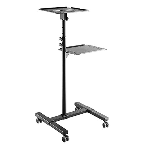 Beamerwagen TS-8 mit 2 Ablage-Ebenen, Gummirollen und komplett aus Metall Projektorwagen Beamer Projektor Laptop Notebook Ständer Rollwagen Gerätewagen