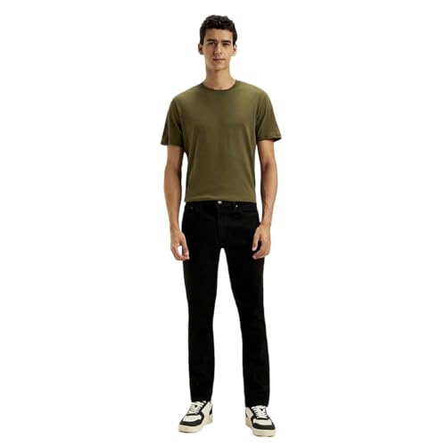 Image of Levi's Men's Black Slim Fit Mid Rise Jeans