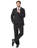 Boveco Mens Suit Solid Color Leisure Suit Costume for Halloween Prom Party 3 Piece Outfit with Jacket Pants Tie M Black