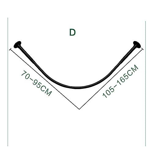 Duschvorhangstange, Duschstange für Duschvorhang, Duschstange Ecke für Badezimmer Badewanne Umklei (mit Edelstahl Duschvorhangringe, Size: 70-95cm x 105-165cm,Color:Schwarz, Ohne Bohren)