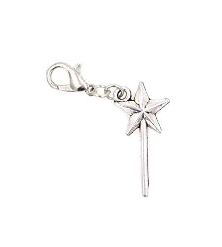 Fairy Wand Pixie Tinkerbell Fairy Godmother Clip on Charm Perfect for Necklaces and Bracelets 97O