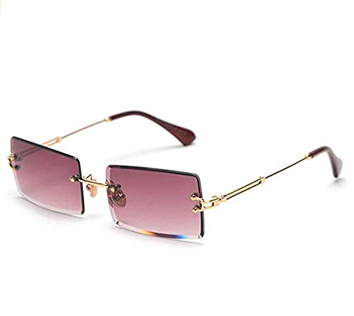 EONHUAYU Rechteckige Sonnenbrille, Quadratische Sonnenbrille Rechteckige Sonnenbrille Damen Randlose Quadratische Sonnenbrille für Damen (Lila) Cover
