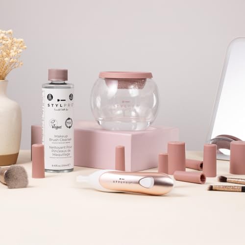 Set de regalo STYLPRO: Limpiador y Secador de Brochas de Maquillaje en oro rosa y blanco. Limpia y seca en 30s, elimina suciedad, impurezas, manchas, apto para veganos, ¡se adapta a todos los tamaños! - imagen 3